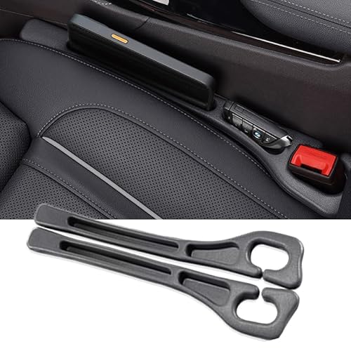 Autositz-Lückenfüller, Organizer, universelle Passform, für Auto, SUV, LKW, Konsole, seitlicher Stecker, verhindert das Herunterfallen des Telefonschlüssels, 2 Stück, schwarz (schwarz) von Mtverver