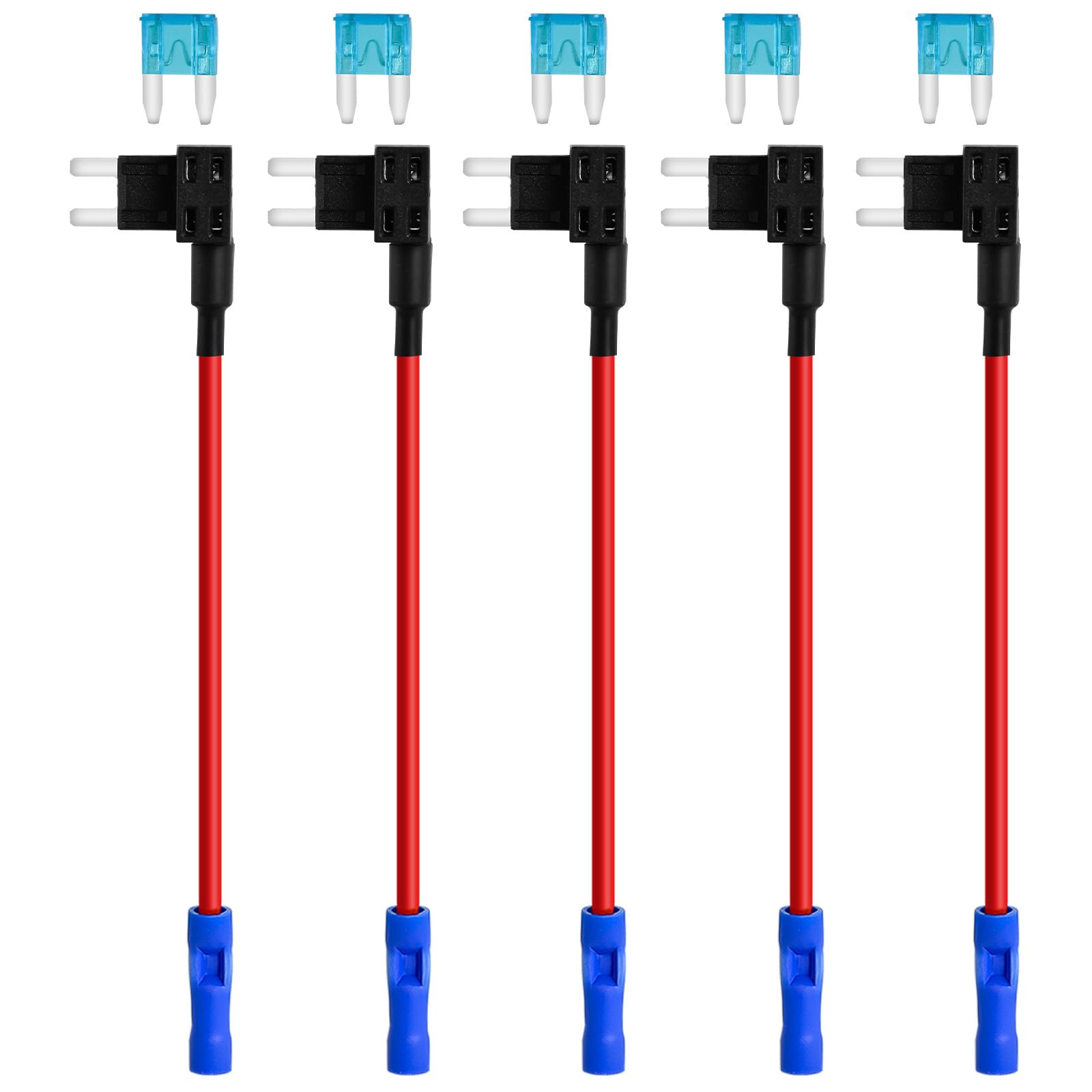 Mini-Flachsicherungshalter – Muhize Sicherung Wasserhahn 12 V Auto Add-a-a-Circuit Fuse Tap Adapter mit 15 A Mini ATM APM Flachsicherung (5 Stück) von MuHize