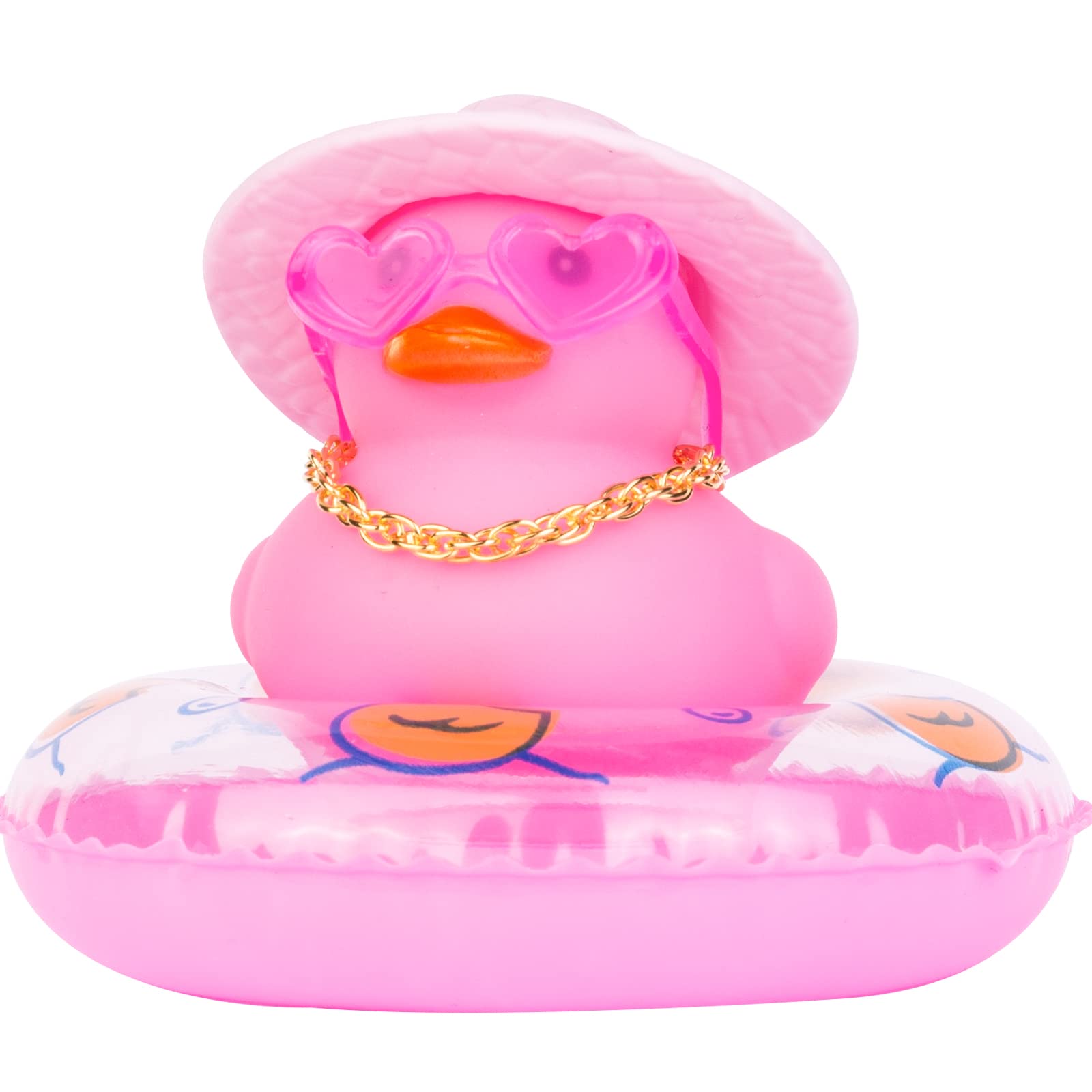 MuMyer Rosa Auto-Gummiente, niedliche Ente Auto-Ornamente Ente Auto Armaturenbrett Dekorationen für Auto Armaturenbrett Dekoration Zubehör mit Mini Hut Schwimmring Halskette Sonnenbrille MuMyer Rosa Auto-Gummiente, niedliche Ente Auto-Ornamente Ente Auto Armaturenbrett Dekorationen für Auto Armaturenbrett Dekoration Zubehör mit Mini Hut Schwimmring Halskette Sonnenbrille von MuMyer