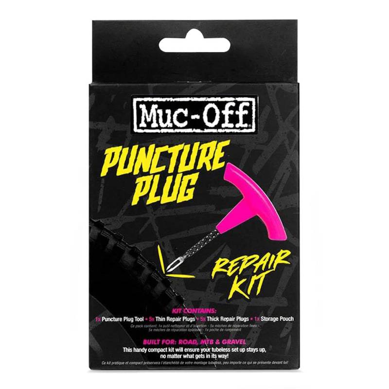 Muc-Off Puncture Plug Reifenreparaturset - Fahhrad Flickzeug für schlauchlose Fahrradreifen - Inklusive 2-in-1 Puncture Plug/Aufrauh-Werkzeug, 10 Reifenpannenstopper & Etui von Muc-Off