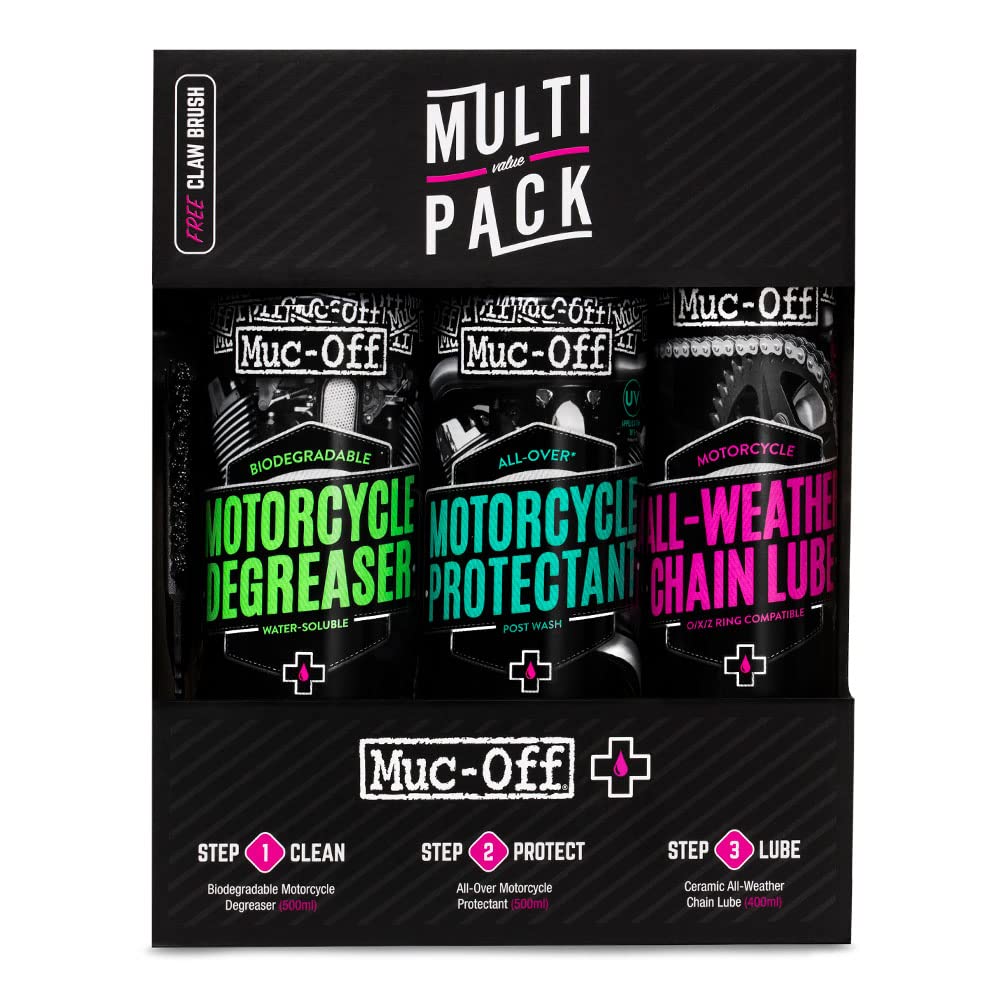 Muc-Off Motorrad Multi-Pack – Basis-Kit für Motorrad Zubehör für Motorrad Reinigung und Pflege – Motorrad Pflegeset mit Entfetter, Schutzmittel, Kettenöl und Klauenbürste Muc-Off Motorrad Multi-Pack – Basis-Kit für Motorrad Zubehör für Motorrad Reinigung und Pflege – Motorrad Pflegeset mit Entfetter, Schutzmittel, Kettenöl und Klauenbürste von Muc-Off