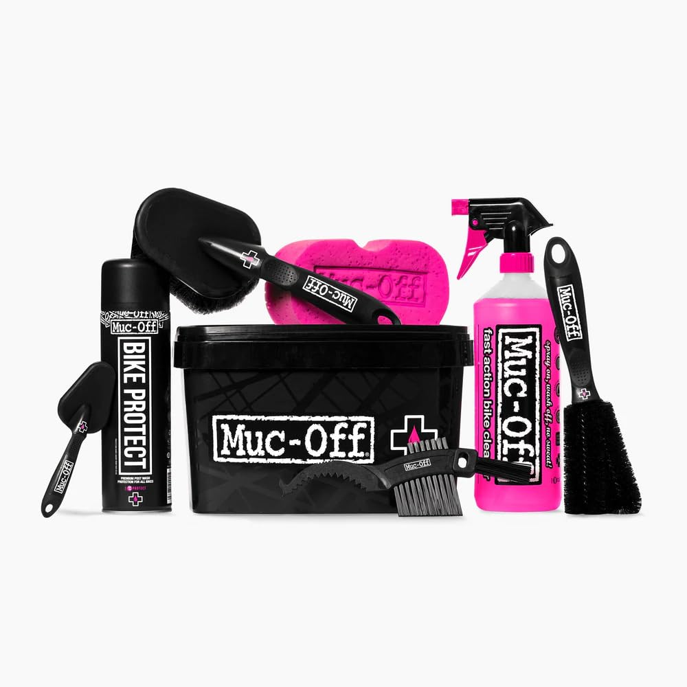 Muc-Off 8 in 1 Fahrrad Reinigungsset - Tolles Geschenk für Fahrradliebhaber – Fahrrad Zubehör zur Reinigung Bike Cleaner, Bike Protect, Reinigungsbürsten und Schwamm in Aufbewahrungseimer von Muc-Off