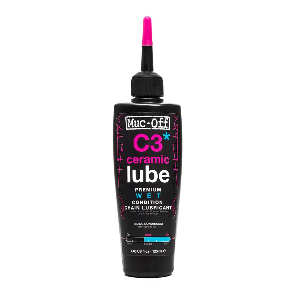 Muc-Off C3 Ceramic Wet Chain Lube Nass Kettenöl Fahrrad, 120 ml - Premium Schmierfett Kettenfett, Kettenspray Fahrrad, Mit UV-Tracer-Farbstoff - Für Nasse und Raue Wetterbedingungen Muc-Off C3 Ceramic Wet Chain Lube Nass Kettenöl Fahrrad, 120 ml - Premium Schmierfett Kettenfett, Kettenspray Fahrrad, Mit UV-Tracer-Farbstoff - Für Nasse und Raue Wetterbedingungen von Muc-Off