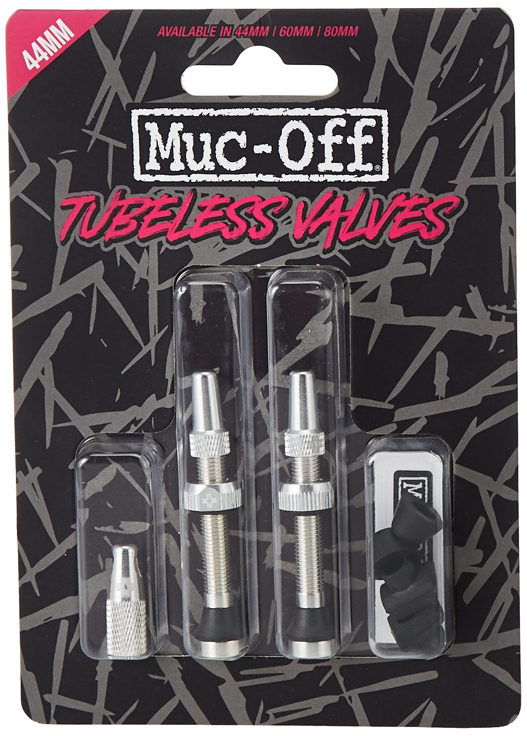Muc-Off Presta-Ventile, silberfarben, schlauchlos, 60 mm – Premium kein Auslaufen, Fahrradventile mit integriertem Ventilkernentfernungswerkzeug von Muc-Off