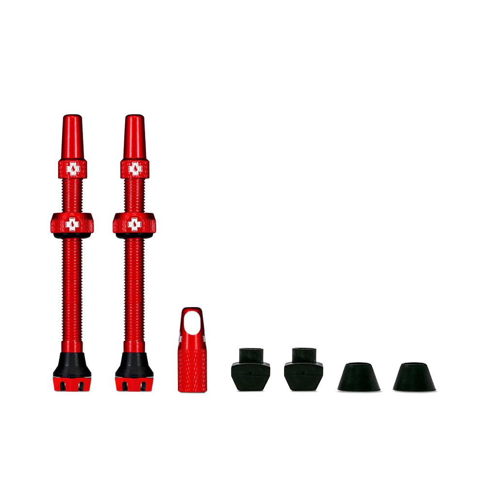Muc-Off Rote Presta Tubeless Ventile, 60 mm - Hochwertige Anti-Leck Fahrradventile mit integriertem Werkzeug zum Entfernen des Ventilkerns von Muc-Off