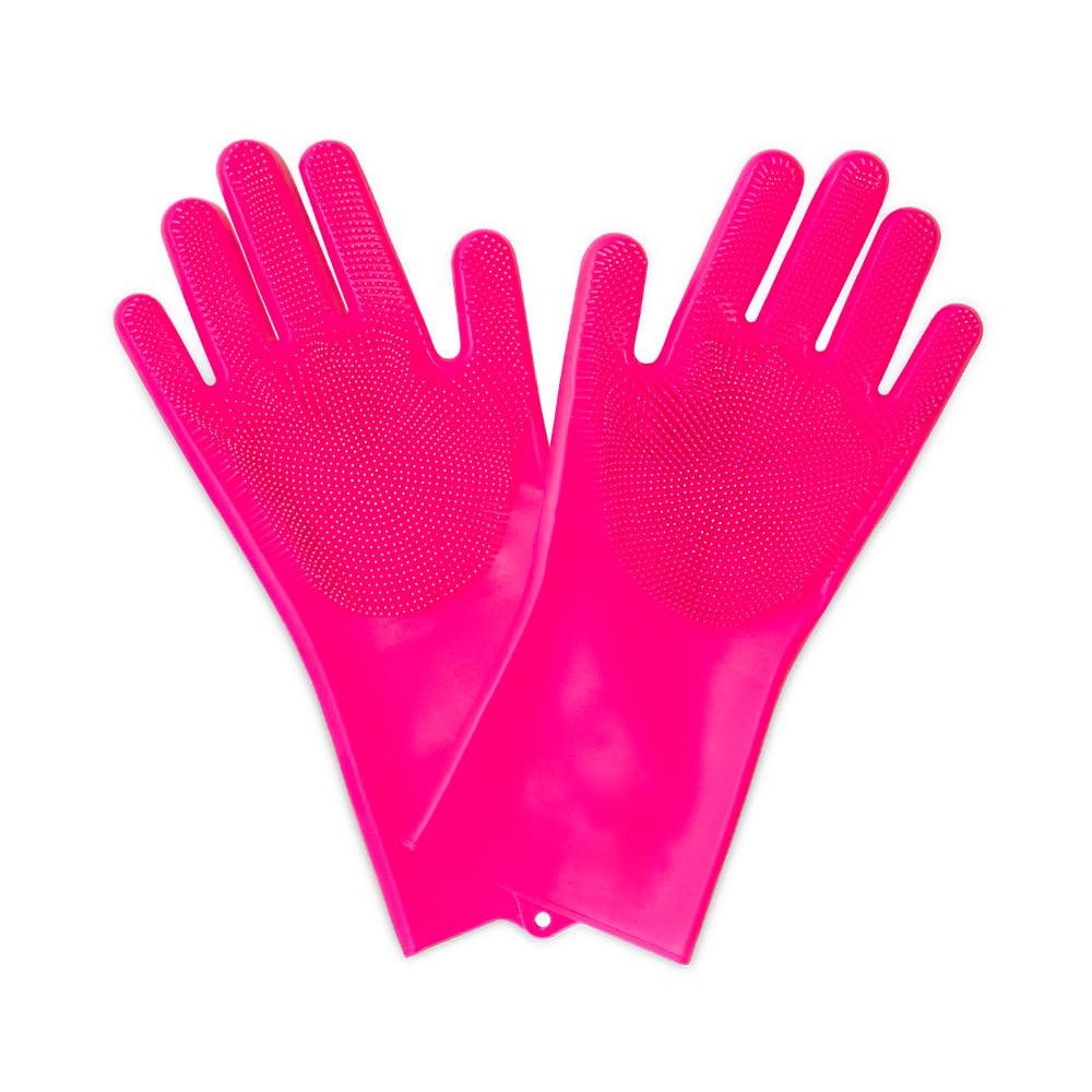 Muc-Off Deep Scrubber Handschuhe, Groß - Wiederverwendbare, Wasserdichte Silikon Handschuhe – Waschhandschuhe für Auto, Fahrrad und Motorrad - Hitzebeständig und BPA-frei, Rosa von Muc-Off