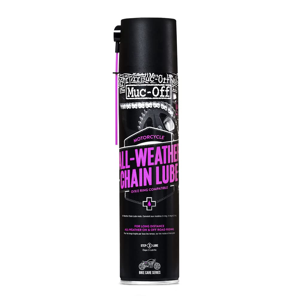 Muc-Off All-Weather Motorcycle Chain Lube Allwetter Motorrad Kettenöl, 400 ml - Premium Motorrad Kettenfett, Kettenspray Motorrad - Für Alle Wetterbedingungen von Muc-Off