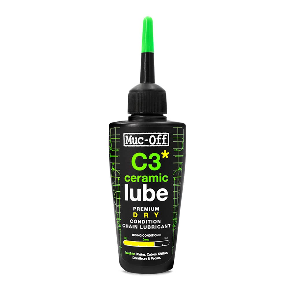 Muc-Off C3 Ceramic Dry Chain Lube Trocken Kettenöl Fahrrad, 50 ml - Premium Schmierfett Kettenfett, Kettenspray Fahrrad, Mit UV-Tracer-Farbstoff - Für Trockene und Staubige Bedingungen von Muc-Off