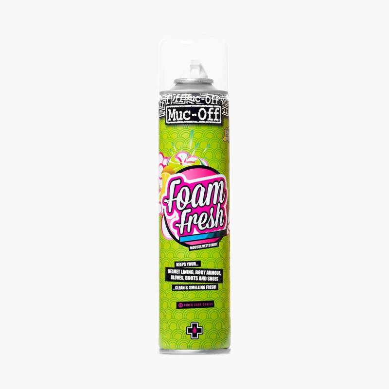 Muc-Off Foam Fresh-Schaum, 400 ml - Schäumendes Sofort Reinigungsmittel mit Zitrusduft – Geeignet für Motorradhelm Futter, Motorradhandschuhe und –stiefel, als Polsterreiniger von Muc-Off