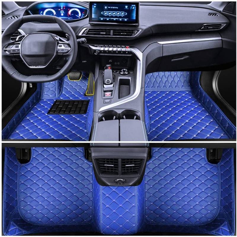 Muchkey Auto Fußmatten Leder Bodenmatte für BMW 3 GT F30 F31 F34 2000-2023 Allwetter Fussmatten Set Zubehör Fußmatte Blau von Muchkey