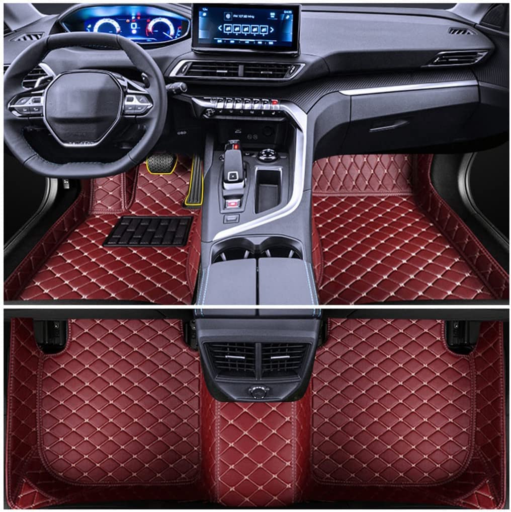 Muchkey Auto Fußmatten Leder Bodenmatte für Ford Galaxy 2000-2023 Allwetter Fussmatten Set Zubehör Fußmatte RotWeiß von Muchkey