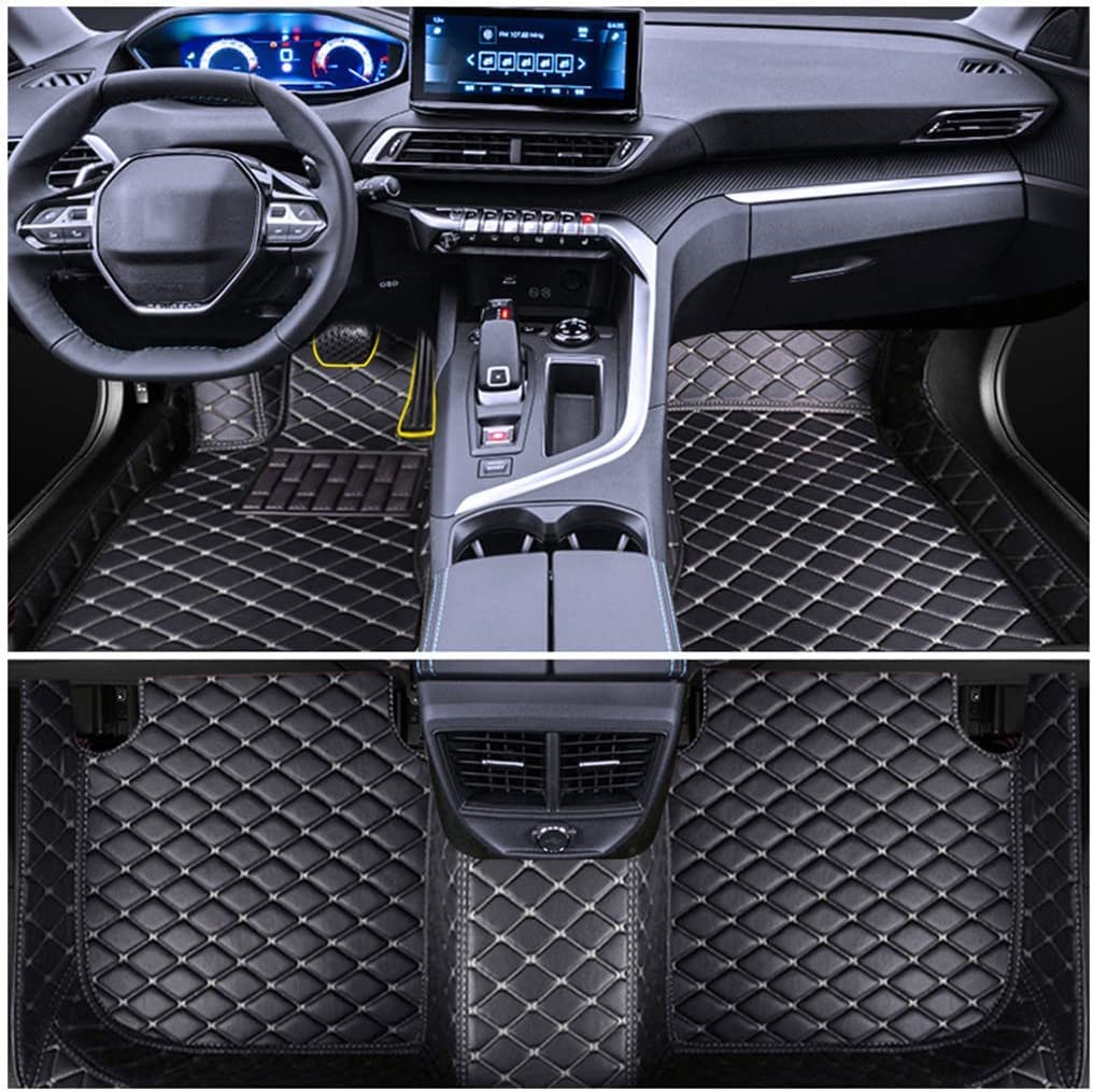 Muchkey Auto Fußmatten Leder Bodenmatte für Mitsubishi Outlander 2000-2023 Allwetter Fussmatten Set Zubehör Fußmatte Schwarz Beige von Muchkey