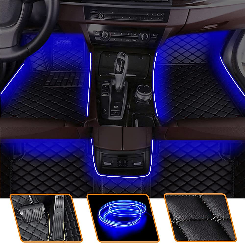 Muchkey Fußmatten Auto Blau Leuchtende Bodenmatte Anpassen 95% Automodelle Allwetter Fussmatten Set Zubehör Fußmatte Schwarz Muchkey Fußmatten Auto Blau Leuchtende Bodenmatte Anpassen 95% Automodelle Allwetter Fussmatten Set Zubehör Fußmatte Schwarz von Muchkey