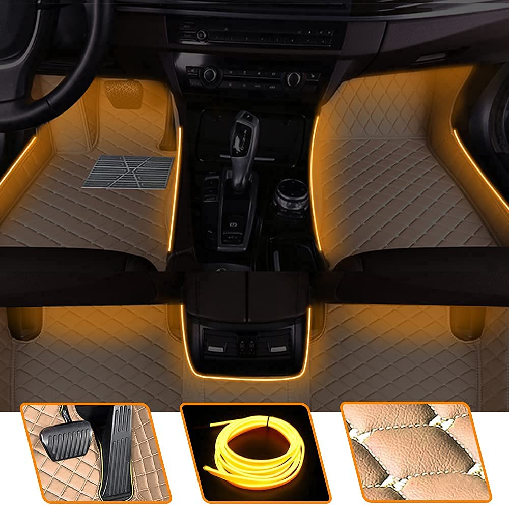 Muchkey Fußmatten Auto Gelb Leuchtende Bodenmatte Anpassen 95% Automodelle Allwetter Fussmatten Set Zubehör Fußmatte Beige Muchkey Fußmatten Auto Gelb Leuchtende Bodenmatte Anpassen 95% Automodelle Allwetter Fussmatten Set Zubehör Fußmatte Beige von Muchkey