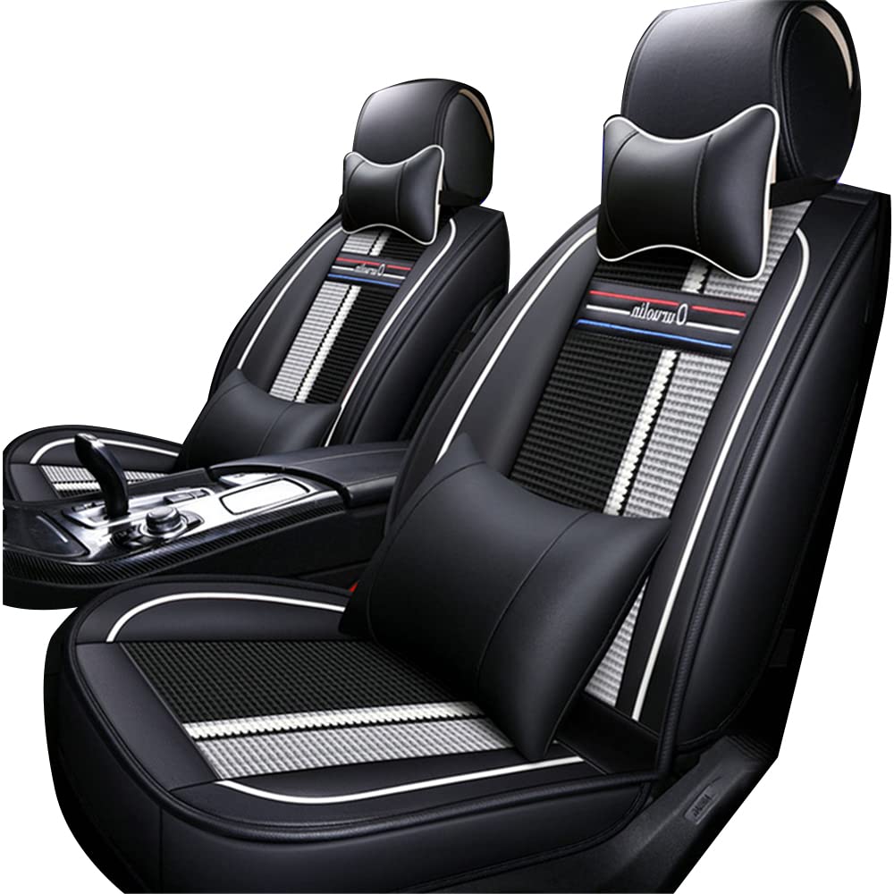 Muchkey Sitzbezug Auto Vordersitze für Toyota Hilux Wasserdichtes Kunstleder Auto Sitzschutz Komplettset Kompatibel Mit Airbag,Schwarz-Weiss Muchkey Sitzbezug Auto Vordersitze für Toyota Hilux Wasserdichtes Kunstleder Auto Sitzschutz Komplettset Kompatibel Mit Airbag,Schwarz-Weiss von Muchkey