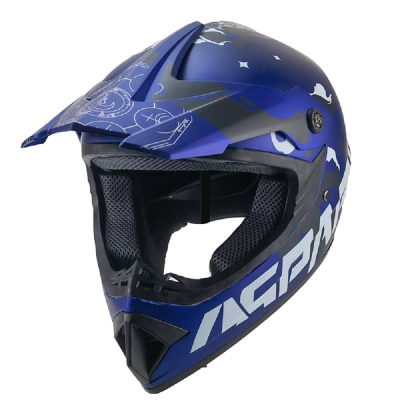 Kinder Crosshelm Spark AHP – Motocrosshelm Helm Motorradhelm Motocross Jethelm Kinderhelm für ATV Quad und Dirtbike (XL) von Mud Defeater Motor