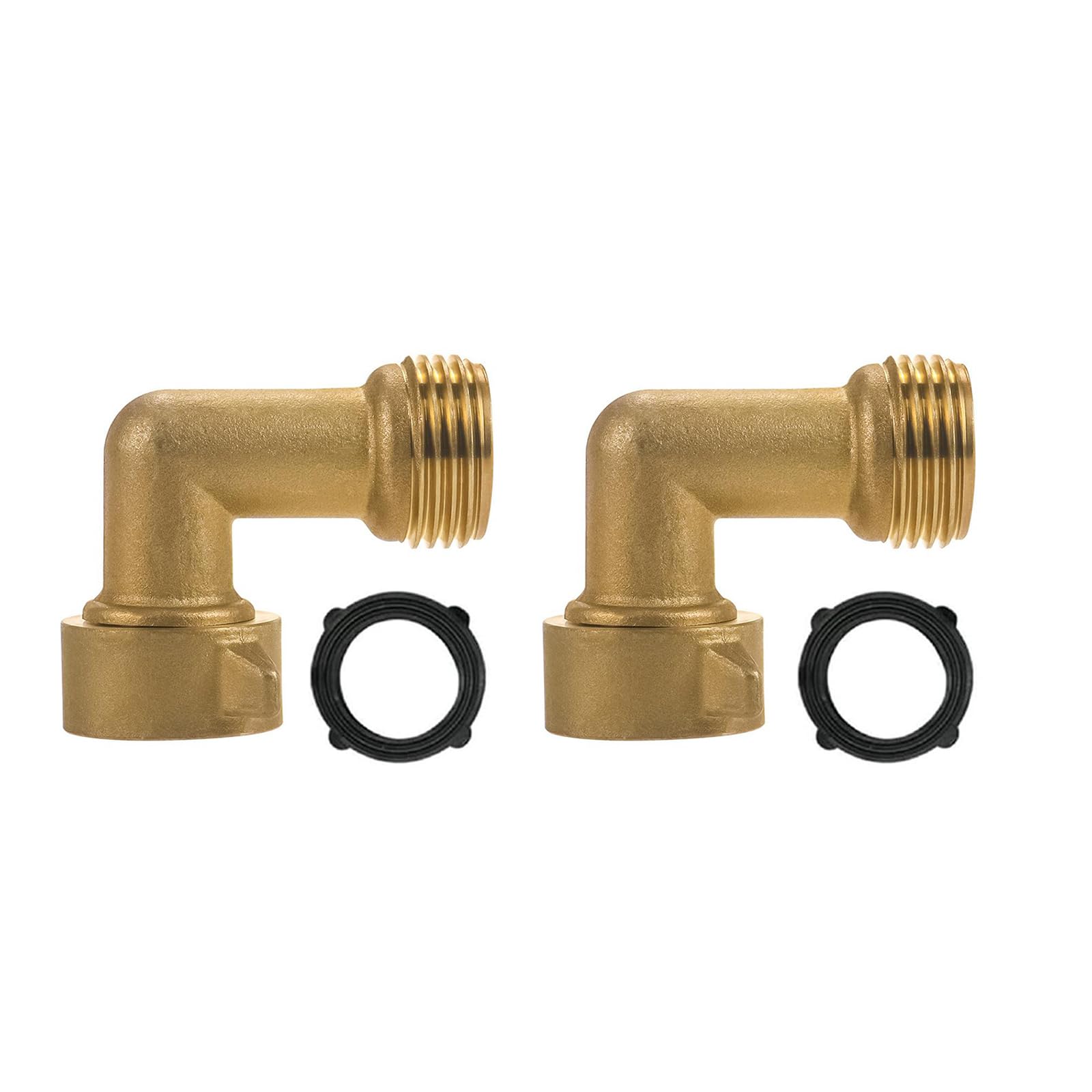 Mulcort 2er-Pack 90-Grad-Gartenschlauch-Winkelstück, 3/4 Zoll Messing-Gartenschlauch-Winkelstück-Adapter mit Hochdruckreinigern für Wohnmobil-Wasseranschlüsse, Wohn-Außenwasserhähne Mulcort 2er-Pack 90-Grad-Gartenschlauch-Winkelstück, 3/4 Zoll Messing-Gartenschlauch-Winkelstück-Adapter mit Hochdruckreinigern für Wohnmobil-Wasseranschlüsse, Wohn-Außenwasserhähne von Mulcort