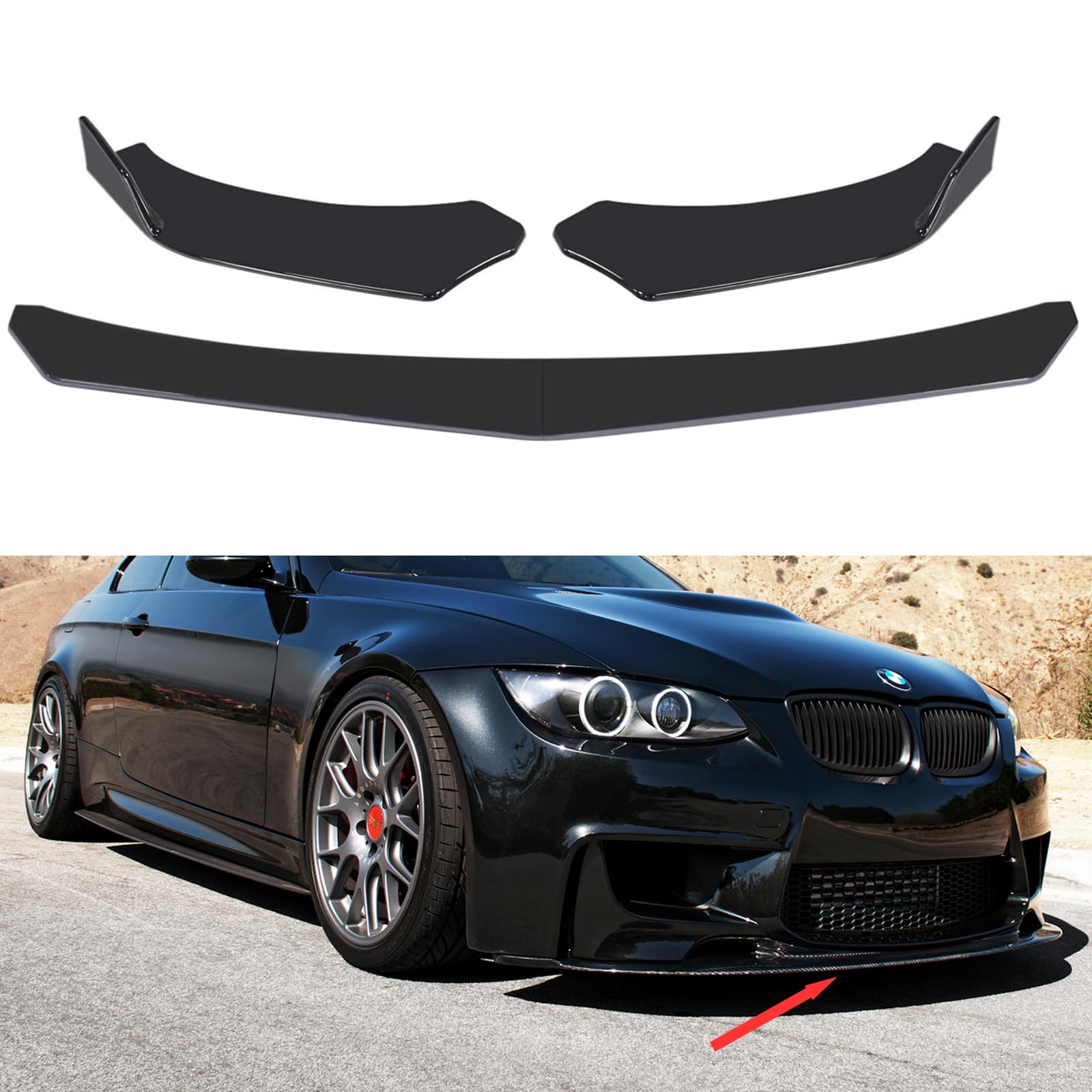 Mulcort 4 Stück Auto Front Stoßstange Lip Body Kit Spoiler Splitter ABS Stoßstange Canard Lip Splitter Universal von Mulcort