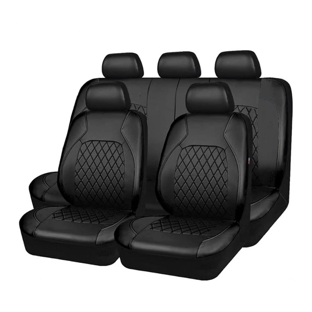 Mulcort 9 Stück Autositzbezug PU-Leder Universalsitzschutz Full Set Autoinnenausstattung für Auto SUV Fahrzeug von Mulcort
