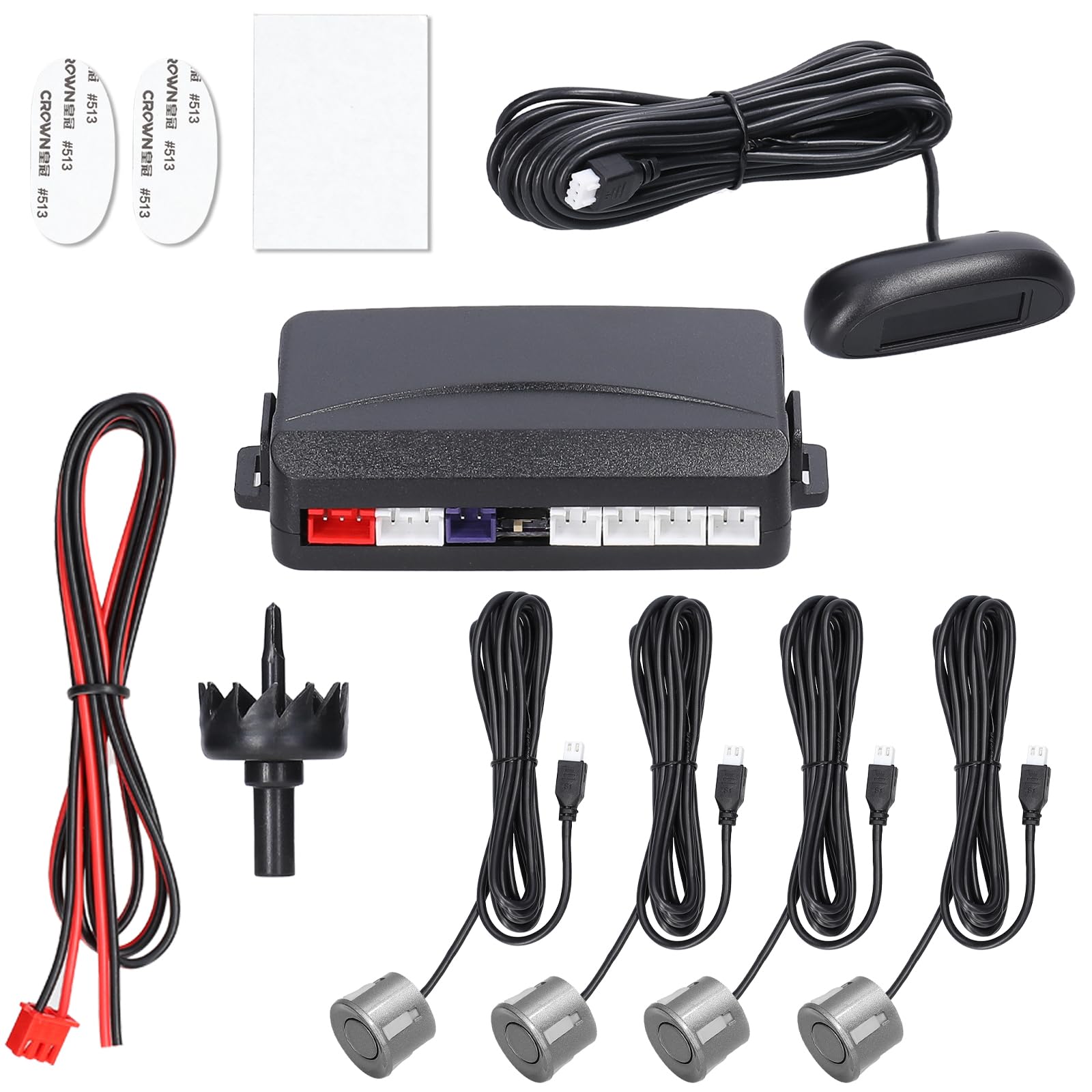 Mulcort Einparkhilfe 4 Parksensoren, LCD-Display, Auto-Parksensor-Rückfahrradarsystem Buzzer Alarm Warnung, Selbstdiagnosefunktion Grau Mulcort Einparkhilfe 4 Parksensoren, LCD-Display, Auto-Parksensor-Rückfahrradarsystem Buzzer Alarm Warnung, Selbstdiagnosefunktion Grau von Mulcort