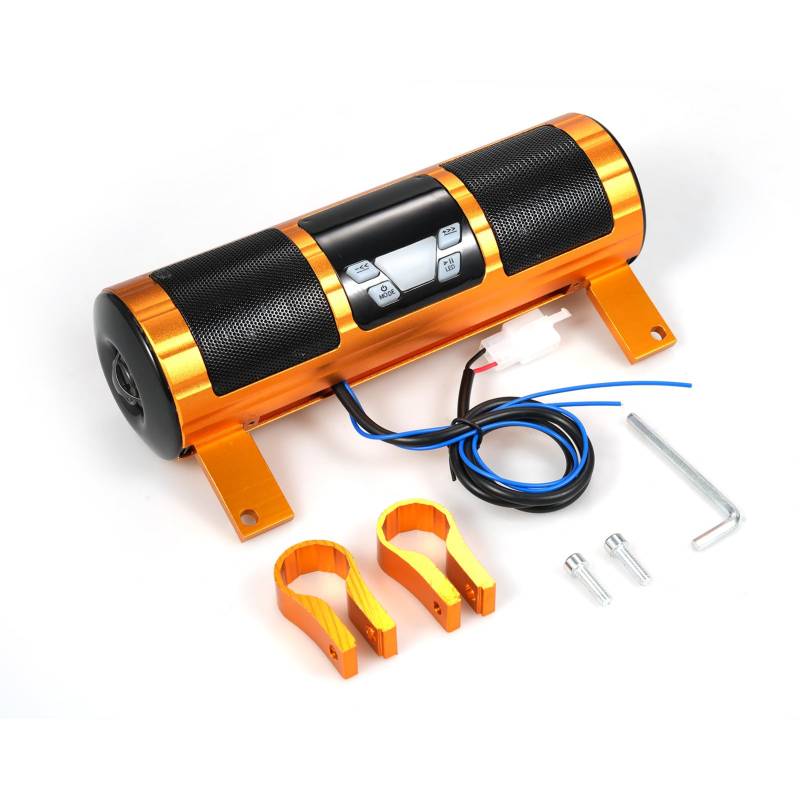 Mulcort Motorrad-Stereo-Lautsprecher, wasserdichter BT MP3-Musik-Player, Audio-Verstärkersystem, am Lenker montierte Soundbar mit USB, FM-Radio für Motorrad, Roller, ATV von Mulcort
