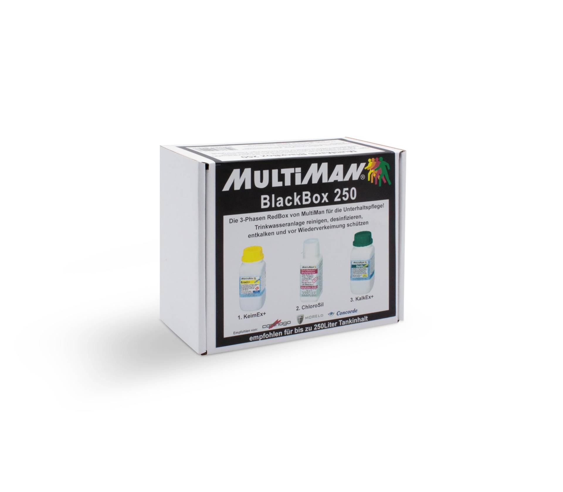 Multiman BlackBox 250-3-er Set für Tanks von 75-250 l - Sanierung und Regenerierung von Trinkwasseranlagen mit Alten Biofilmen in ungepflegten o. gebrauchten Fahrzeugen von Multiman