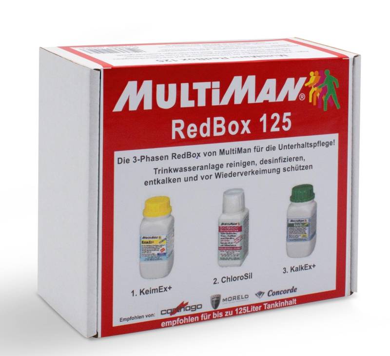 Multiman RedBox zur jährlichen Reinigung von Trinkwasseranlagen (Reinigung, Desinfektion und Entkalkung), Tankgröße:Tanks ab 10-125 l von Multiman