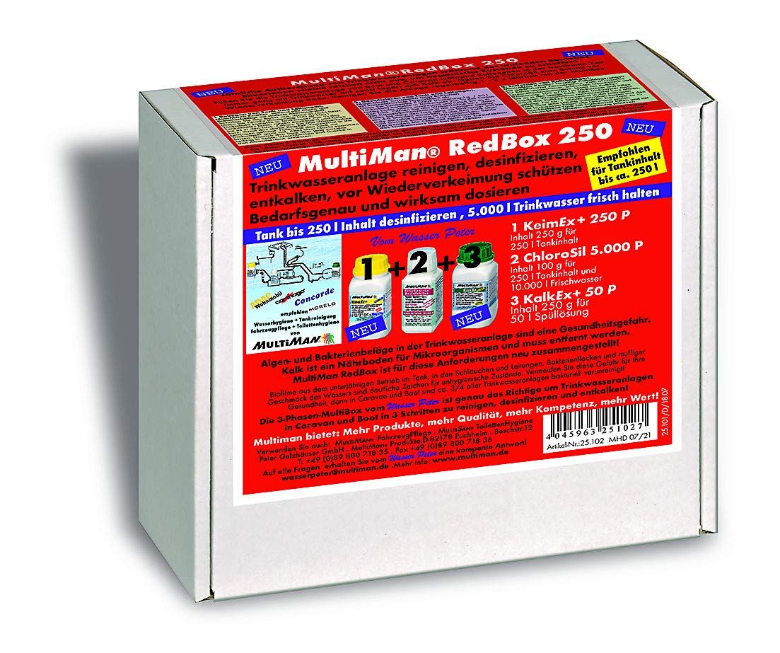 Multiman RedBox zur jährlichen Reinigung von Trinkwasseranlagen (Reinigung, Desinfektion und Entkalkung), Tankgröße:Tanks ab 10-250 l von Unbekannt