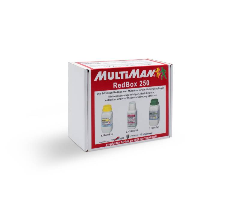 Multiman RedBox zur jährlichen Reinigung von Trinkwasseranlagen (Reinigung, Desinfektion und Entkalkung), Tankgröße:Tanks ab 10-250 l von Multiman