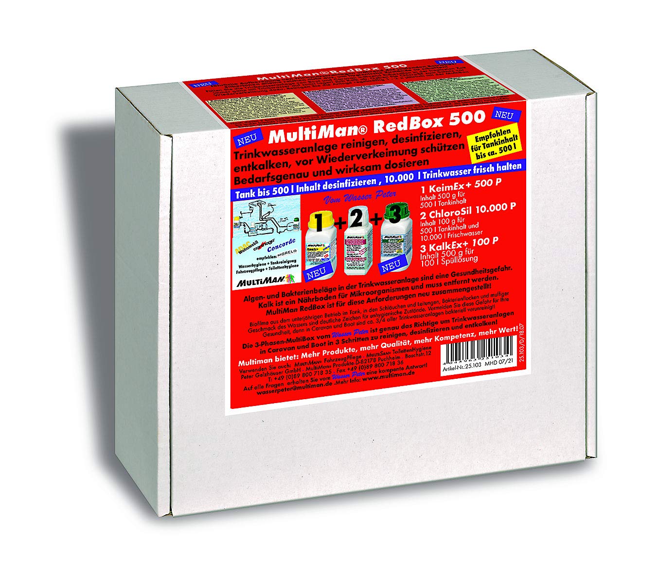 Multiman RedBox zur jährlichen Reinigung von Trinkwasseranlagen (Reinigung, Desinfektion und Entkalkung), Tankgröße:Tanks ab 150-500 l von Multiman