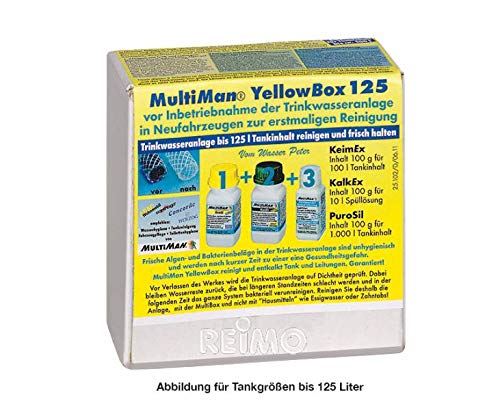 Multiman Yellowbox Wassertankreinigung bei Neufahrzeugen (Beseitigung Kunststoffgeschmack und Schutz vor Verkeimung), Tankgröße:Tanks ab 75-250 l von Multiman