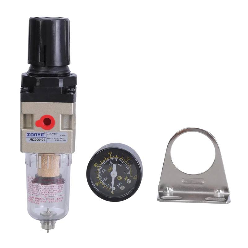 Industrieller 1/4 BSPT Luftfilterregler Combo Aluminium Luftfilter Druckregler für saubere und sichere Luftversorgung von Mumuve
