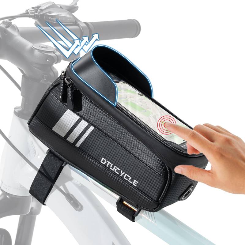 Munaduna Fahrrad Rahmentasche Wasserdicht Lenkertasche Oberrohrtasche Touchscreen für iPhone XR XS MAX X 8 7 6 Plus/Samsung Galaxy S10+ Note 9 / Huawei P30 Pro Smartphones bis zu 7 Zoll von Munaduna
