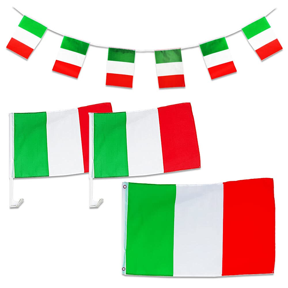 Murago- 4 TLG Italien Fanset - Fahne Flagge für Auto Fußball EM Fanartikel Autofahne Italia Deko Flaggenkette Girlande Murago- 4 TLG Italien Fanset - Fahne Flagge für Auto Fußball EM Fanartikel Autofahne Italia Deko Flaggenkette Girlande von Murago