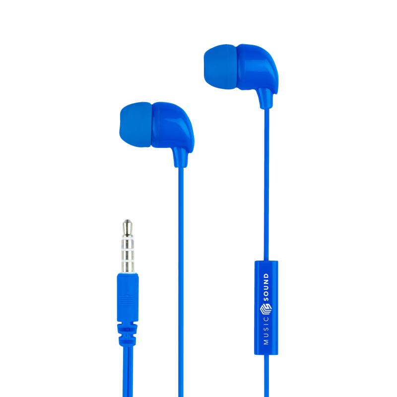 Music Sound | Kopfhörer Mit Kabel Fullcolor Intra-auriculaires | In-Ear-Stereokopfhörer Mit Eingebautem Mikrofon - 3,5-mm-Klinkenstecker - 1,2 m Anti-Tangle-Kabel – Farbe Blau von Music Sound
