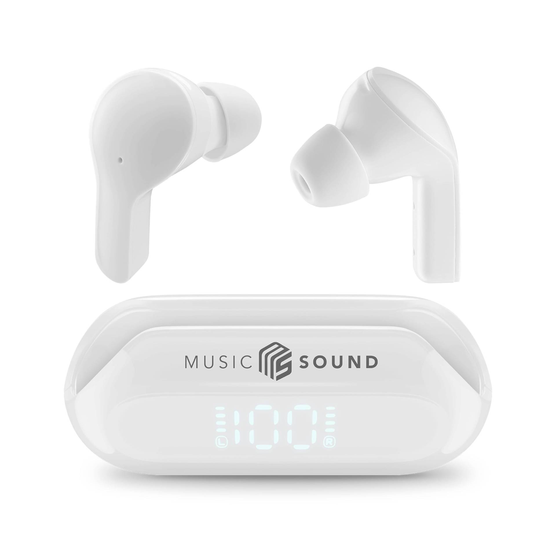 Music Sound - TWS Slide Bluetooth-Headset - Drahtlos - In-Ear-Design - Led-Anzeige - Spielzeit 26 Stunden - Weiß Music Sound - TWS Slide Bluetooth-Headset - Drahtlos - In-Ear-Design - Led-Anzeige - Spielzeit 26 Stunden - Weiß von Music Sound