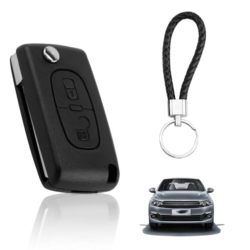 2 Tasten Autoschlüssel Gehäuse, Schlüsselgehäuse Auto Ersatzschlüssel Kompatibel mit Peugeot CE0523 207 307 308 407 607 und Citroën C2 C3 C4 C5 C6, Robustes Ersatz Schlüsselgehäuse von MxyVrix
