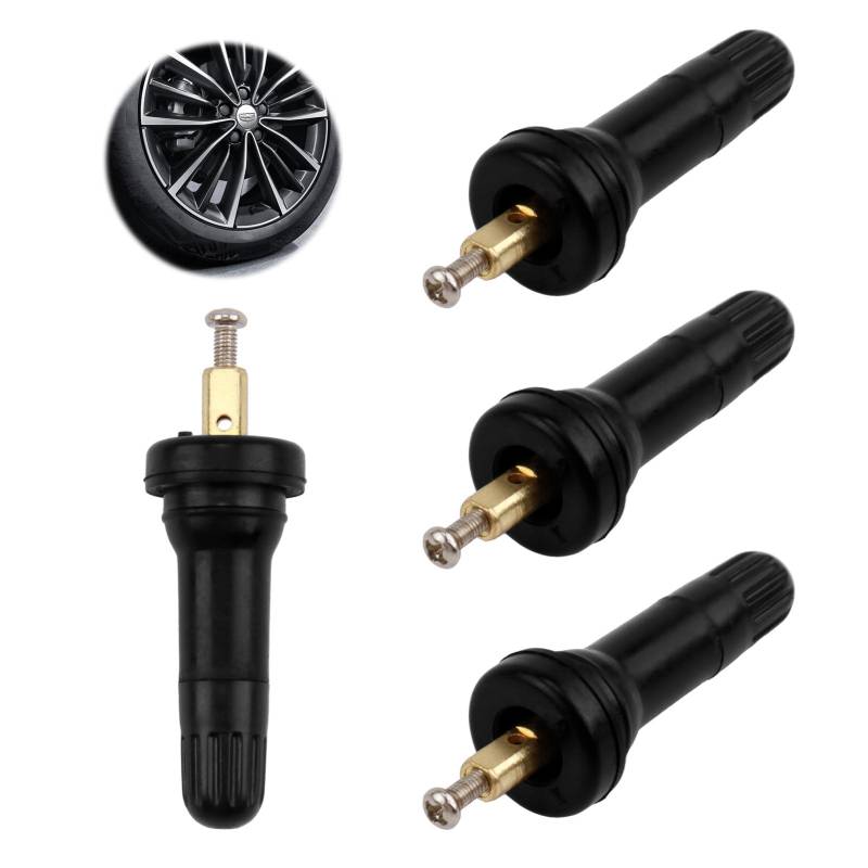 4 Stück TPMS Reifendrucksensor Ventile, Ersatz Gummiventile für Reifendruckkontrollsystem, Langlebige Ventilstämme mit Montagezubehör für Autos, Gummiventil Ersatz, Universelle Passform von MxyVrix