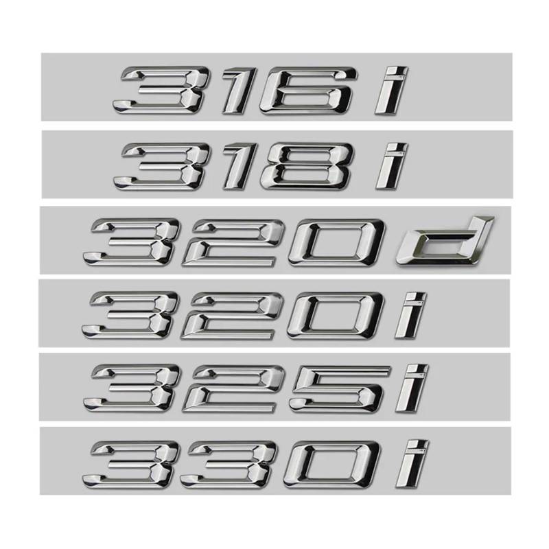 zlj6688 3D ABS Logo 320i 316i 318i 325i 328i 330i 335i 330d 320d Emblem Buchstaben Aufkleber Auto Kofferraum Abzeichen Kompatibel mit E46 F30 E90 Zubehör (Color : Chrome, Size : 328i) von MyFisher