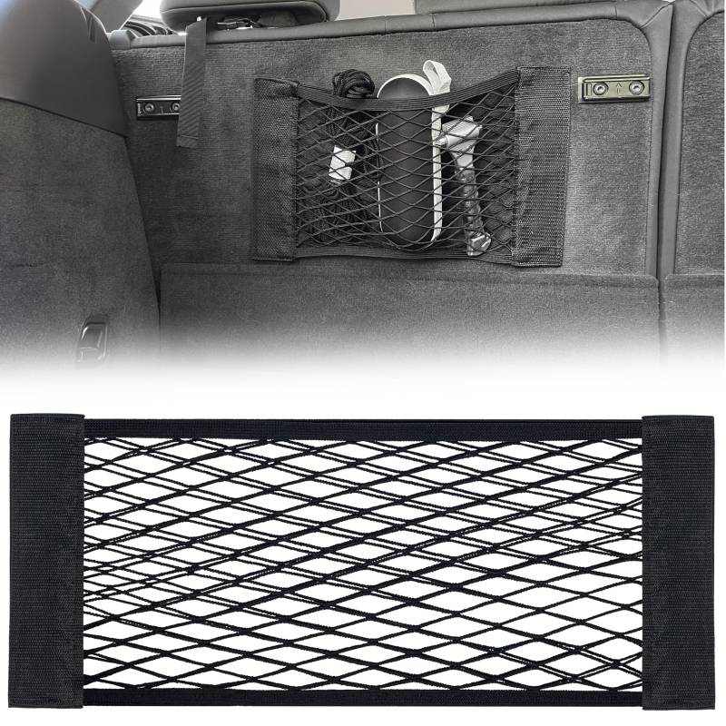 MyGadget 1x Kofferraum Netztasche Klett [25 x 60 cm] - Universal Organizer im Auto - Innenraum Gepäcknetz für KFZ Zubehör wie z.B. Warnwesten & Feuerlöscher von MyGadget