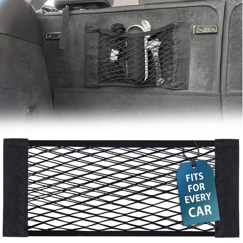 MyGadget 1x Kofferraum Netztasche Klett [25 x 70 cm] - Universal Organizer im Auto - Innenraum Gepäcknetz für KFZ Zubehör wie z.B. Warnwesten & Feuerlöscher von MyGadget