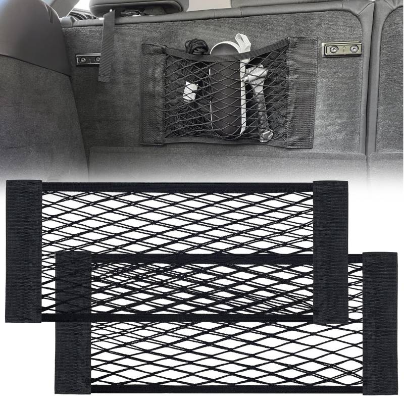 MyGadget 2X Kofferraum Netztasche Klett [25 x 60 cm] - Universal Organizer im Auto - Innenraum Gepäcknetz für KFZ Zubehör wie z.B. Warnwesten & Feuerlöscher von MyGadget