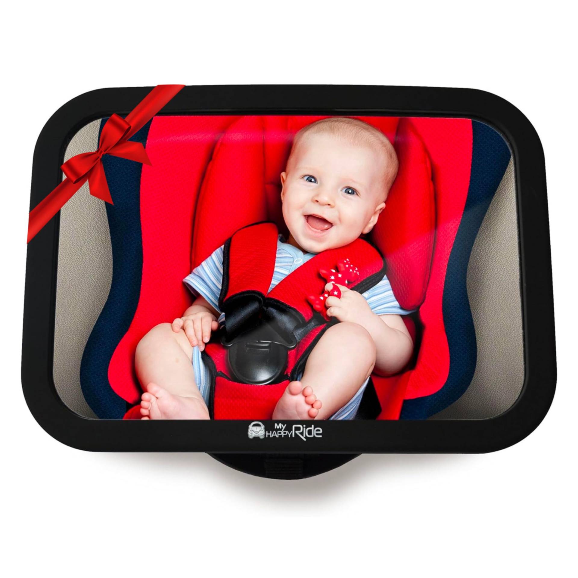MyHappyRide Rücksitzspiegel fürs Baby, Bruchsicherer Auto-Rückspiegel für Babyschale, 360° schwenkbar Baby Autospiegel, Autositz-Spiegel ohne Einzelteile, für Kinder in Kinderschale, Kindersitz von MyHappyRide