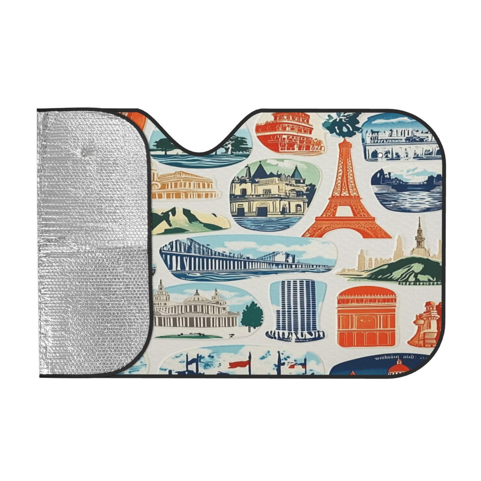 Reise-Aufkleber, Motiv: Auto, Windschutzscheibe, Sonnenschutz, faltbar, UV-reflektierend, mit Blasen-Aluminiumfolie, passend für die meisten Autos, 140 x 76 cm Reise-Aufkleber, Motiv: Auto, Windschutzscheibe, Sonnenschutz, faltbar, UV-reflektierend, mit Blasen-Aluminiumfolie, passend für die meisten Autos, 140 x 76 cm von Myfsucce