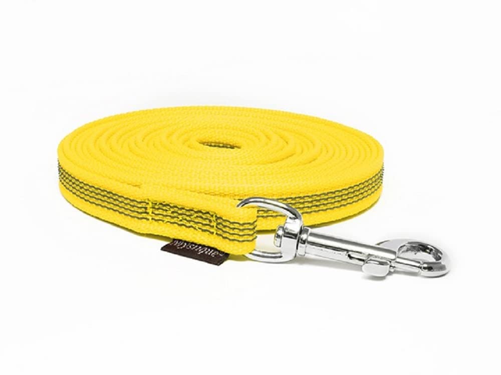 Mystique® Gummierte Schleppleine 12mm mit Handschlaufe Standard Karabiner gelb 15m von Mystique