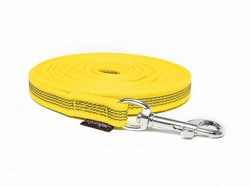 Mystique® Gummierte Schleppleine 15mm mit Handschlaufe Standard Karabiner gelb 5m von Mystique