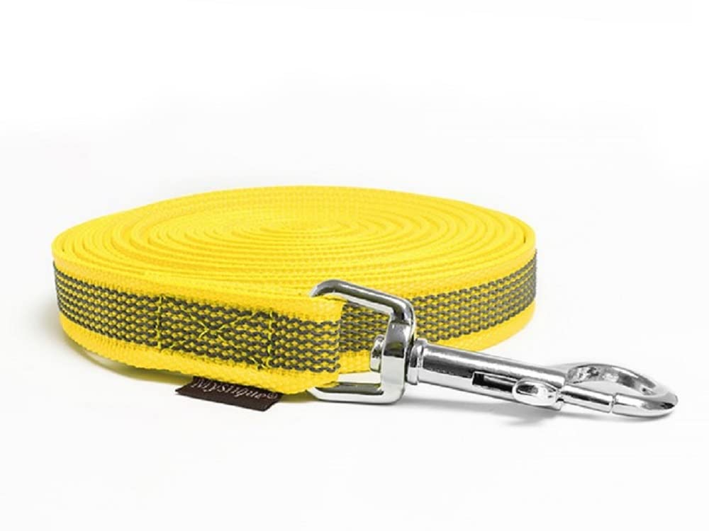 Mystique® Gummierte Schleppleine 20mm mit Handschlaufe Standard Karabiner gelb 10m von Mystique