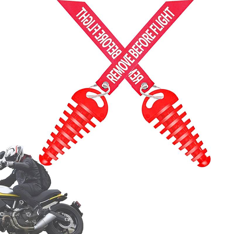 2 Stücke Auspuffstopfen, Auspuffstopfen Motorrad, Motorrad Auspuffstopfen, für Motorräder, Geländewagen(Rot) von N\A