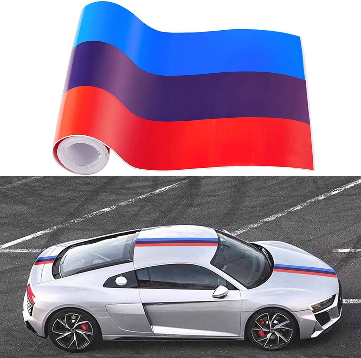 NA All-Pie 2M Auto Streifen M-Colored Flagge Aufkleber Motorhaube Deko Strip Folie Sticker von N\\A