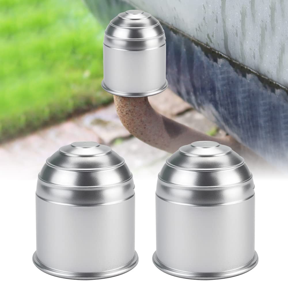 STCRERAG 2 Stücke Abdeckung Abdeckkappe für Anhängerkupplung Schutzkappe Anhängerkupplung Kupplungskappe Universal Chromlook Kugelschutzkappen Silber Kugelkopf Abdeckung für 50 mm Abschleppkugel von STCRERAG